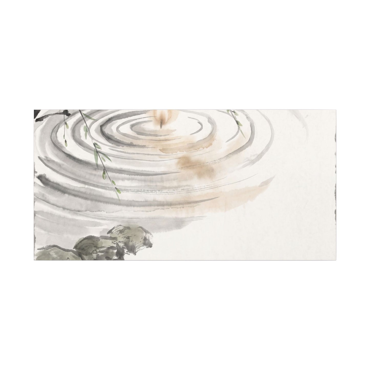 Water Ripple Sumi E Canvas Art | Tranquil Zen Art