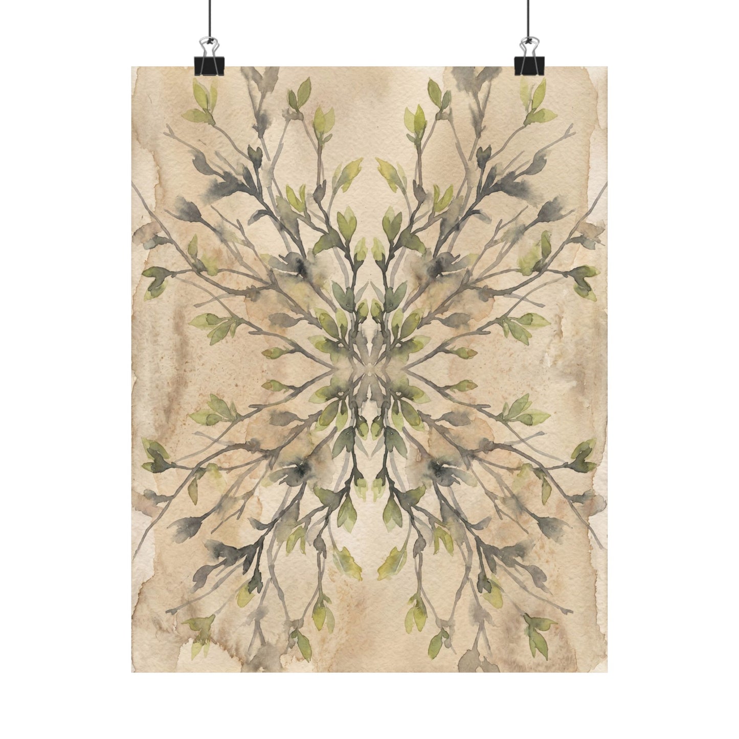 Shadow Play Watercolor Wall Art Print | Earthy Japandi Art