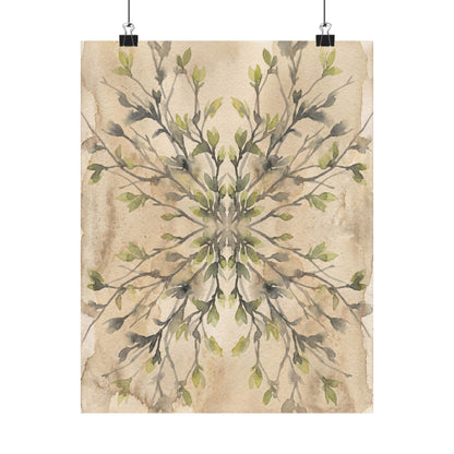 Shadow Play Watercolor Wall Art Print | Earthy Japandi Art