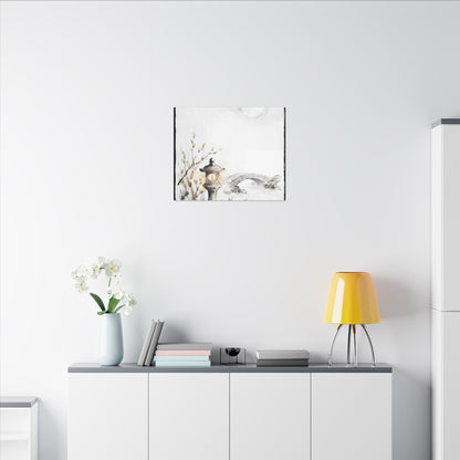 Moonlit Garden Spring Canvas Art | Zen Contemplative Design