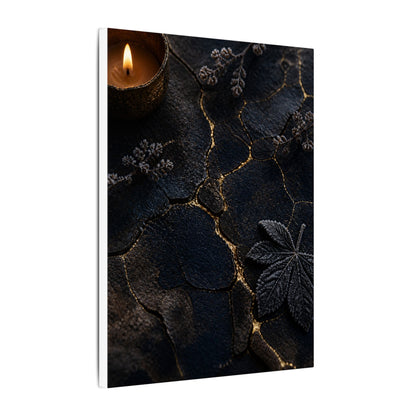 Candlelight Cracked Earth Canvas Art - Dark Japandi Ma