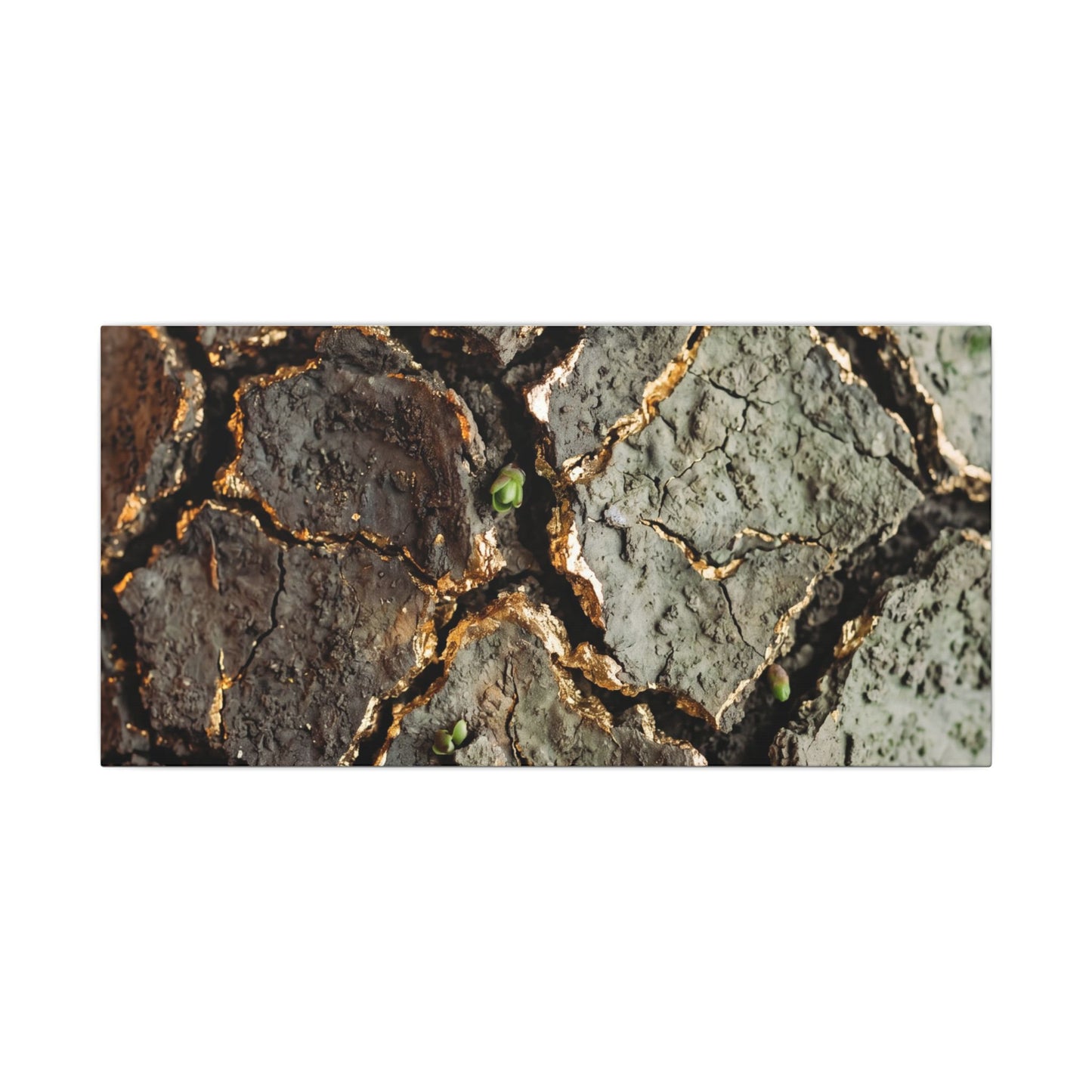 Earthy Cracked Earth Canvas Art - Japanese Pattern Japandi