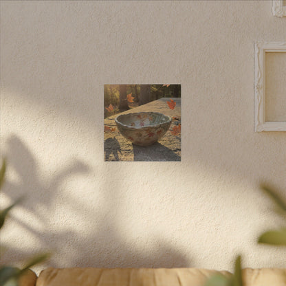 Japandi Ceramic Bowl in Golden Hour | Japanese Pattern Canvas Art