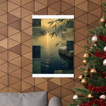 Winter Water Ripple Ukiyo E Inspired Wall Art Print | Tranquil Decor