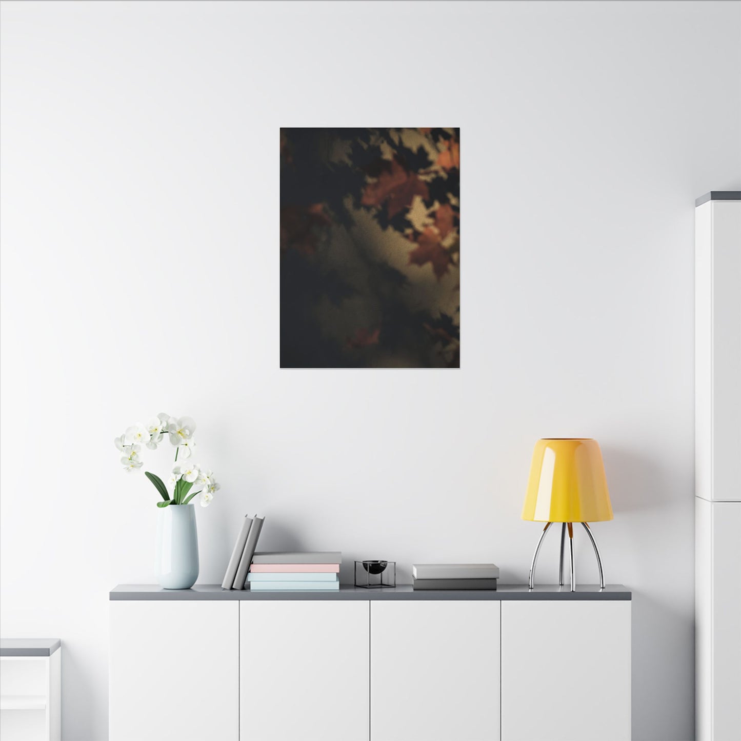 Shadow Play Canvas Art | Autumn Dark Japandi Moody Minimal Art