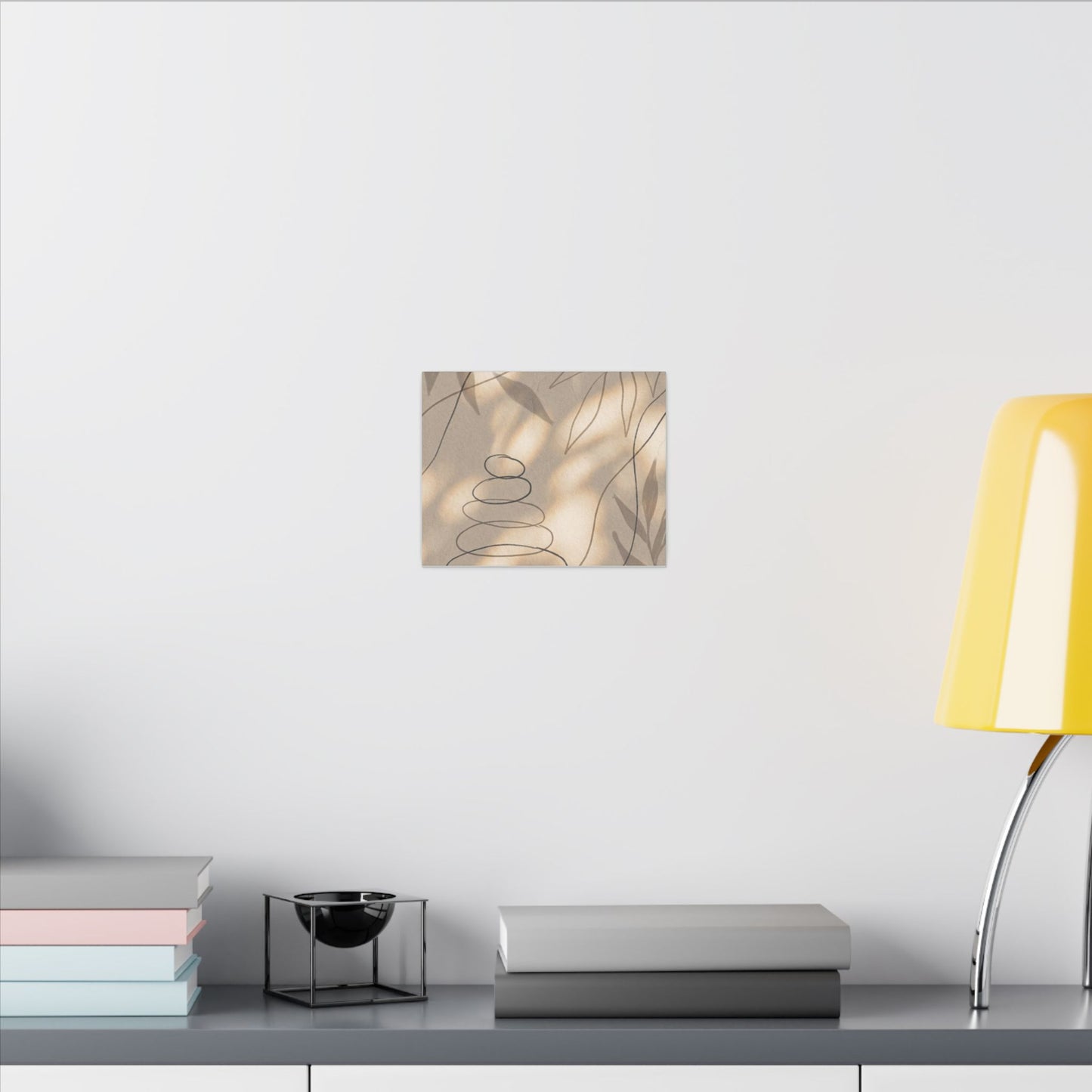 River Stones Minimal Line Canvas Art | Earthy Japandi Art