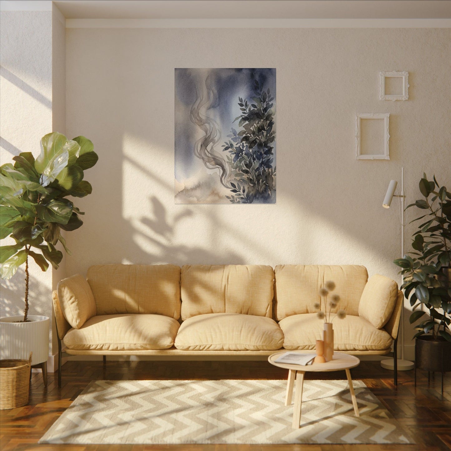 Incense Smoke Summer Canvas Art | Japandi Cozy Design