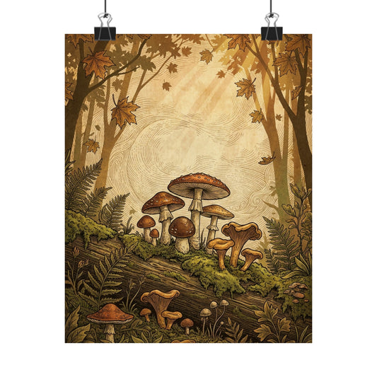 Cozy Wild Mushrooms Wall Art Print - Vintage Botanical Cottagecore