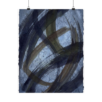 Ink Brushstroke Winter Wall Art Print | Dark Japandi Bold Design Art Print