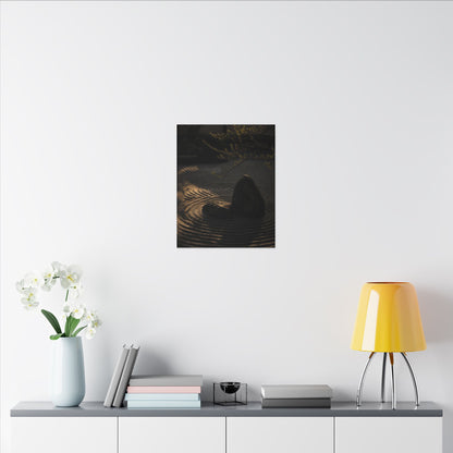 Ma Rock Garden Canvas Art - Dark Japandi Shadow Zen
