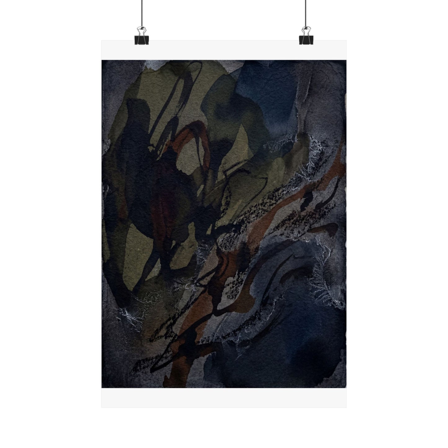 Dark Japandi Shadow Play in Overcast | Charcoal Ink Wall Art Print Art Print