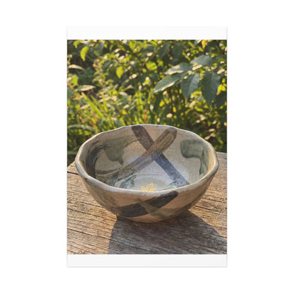Earthy Ceramic Bowl Canvas Art - Japanese Pattern Japandi