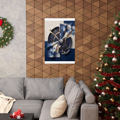 Kintsugi Paper Fold in Moonlight | Gold Repair Wall Art Print