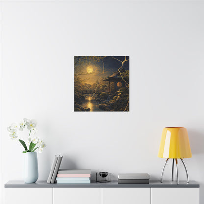 Spring Moonlit Garden Gold Vein Canvas Art | Resilient Decor