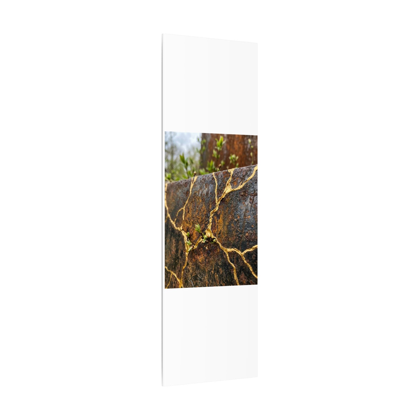 Mono No Aware Rust Patina Canvas Art - Kintsugi Gold Repair