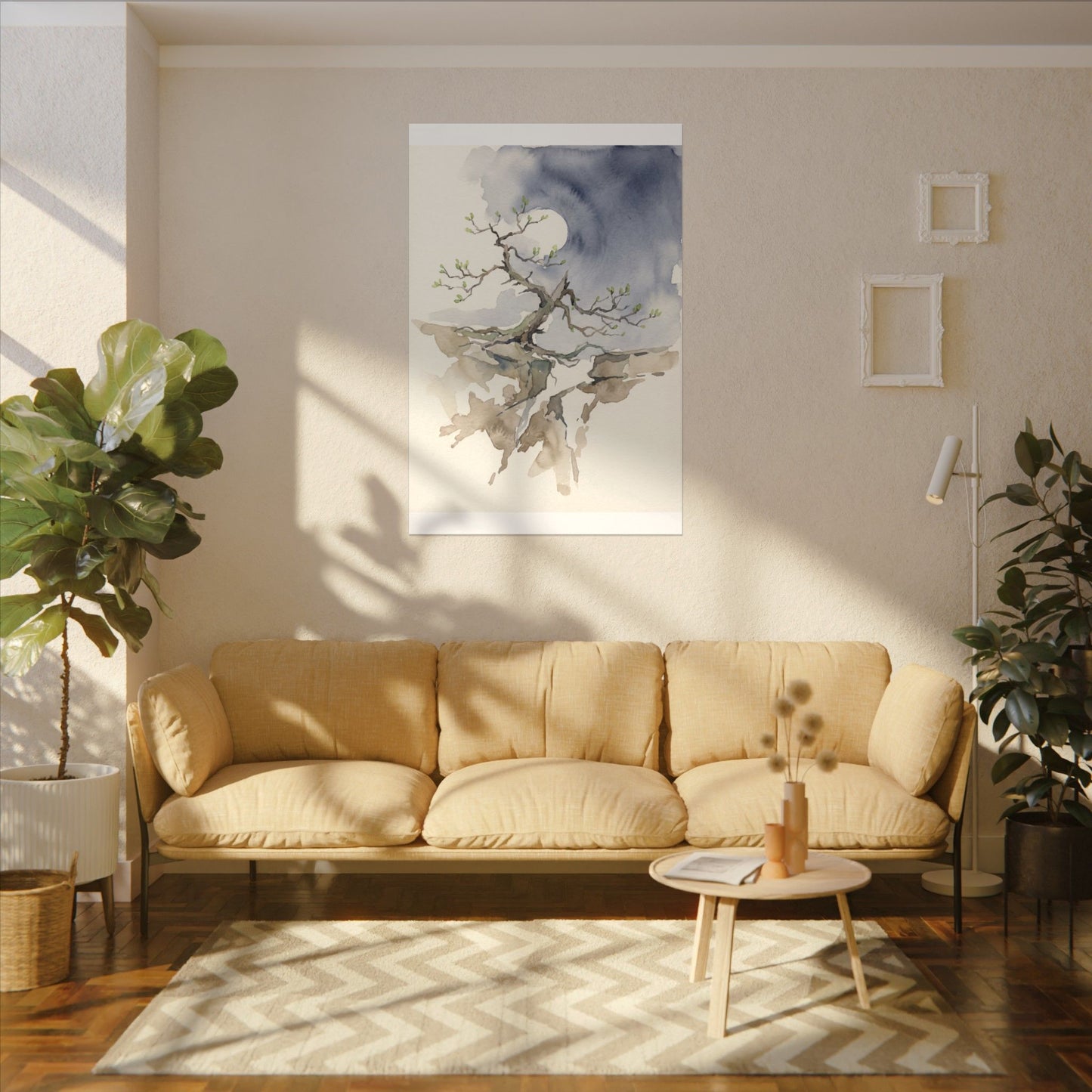 Moonlight Pine Tree Canvas Art - Japandi Ma