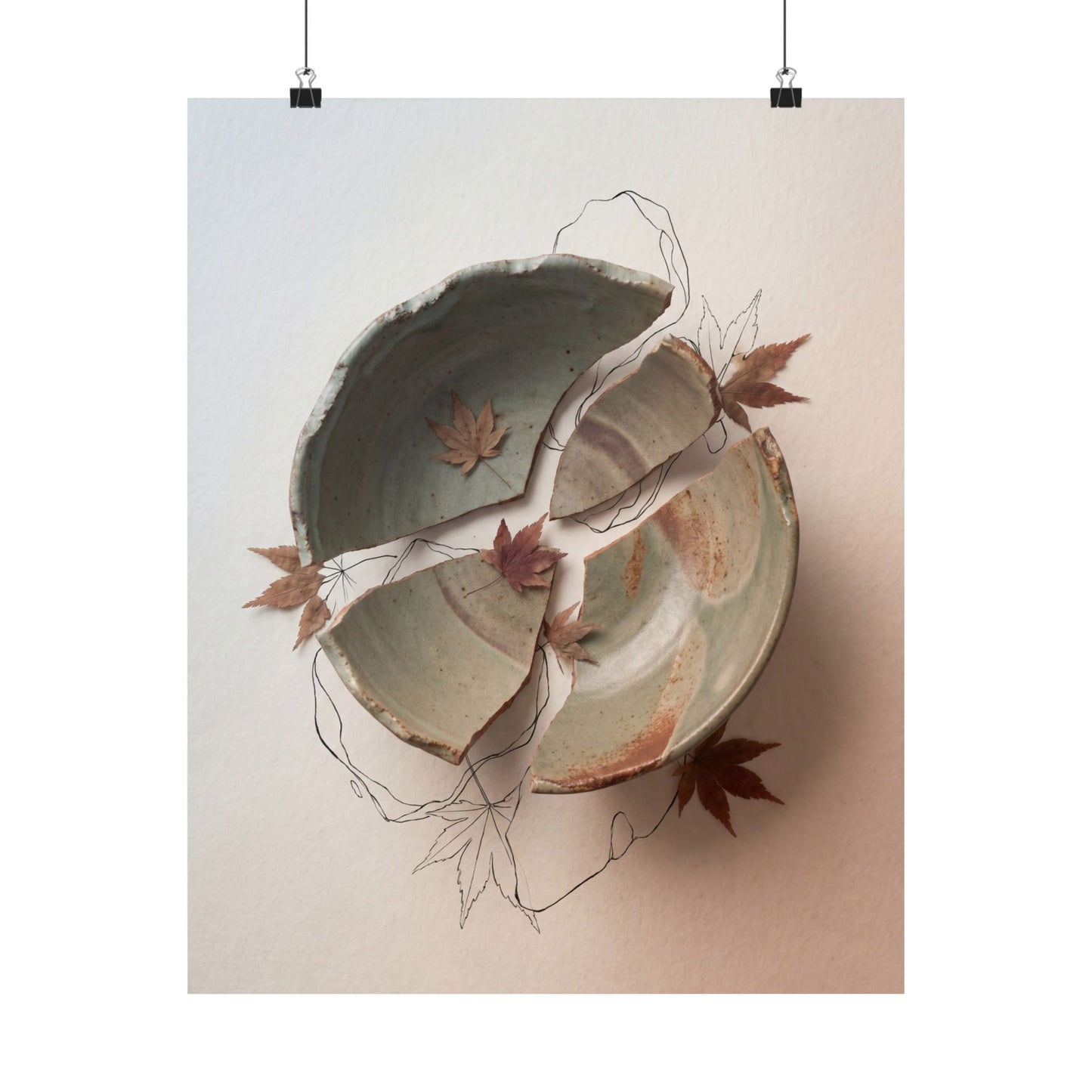 Ceramic Bowl Minimal Line Wall Art Print | Neutral Japandi Art Art Print