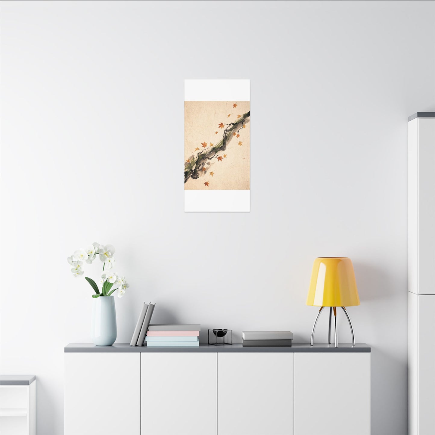 Ink Brushstroke Autumn Canvas Art | Zen Calm Design