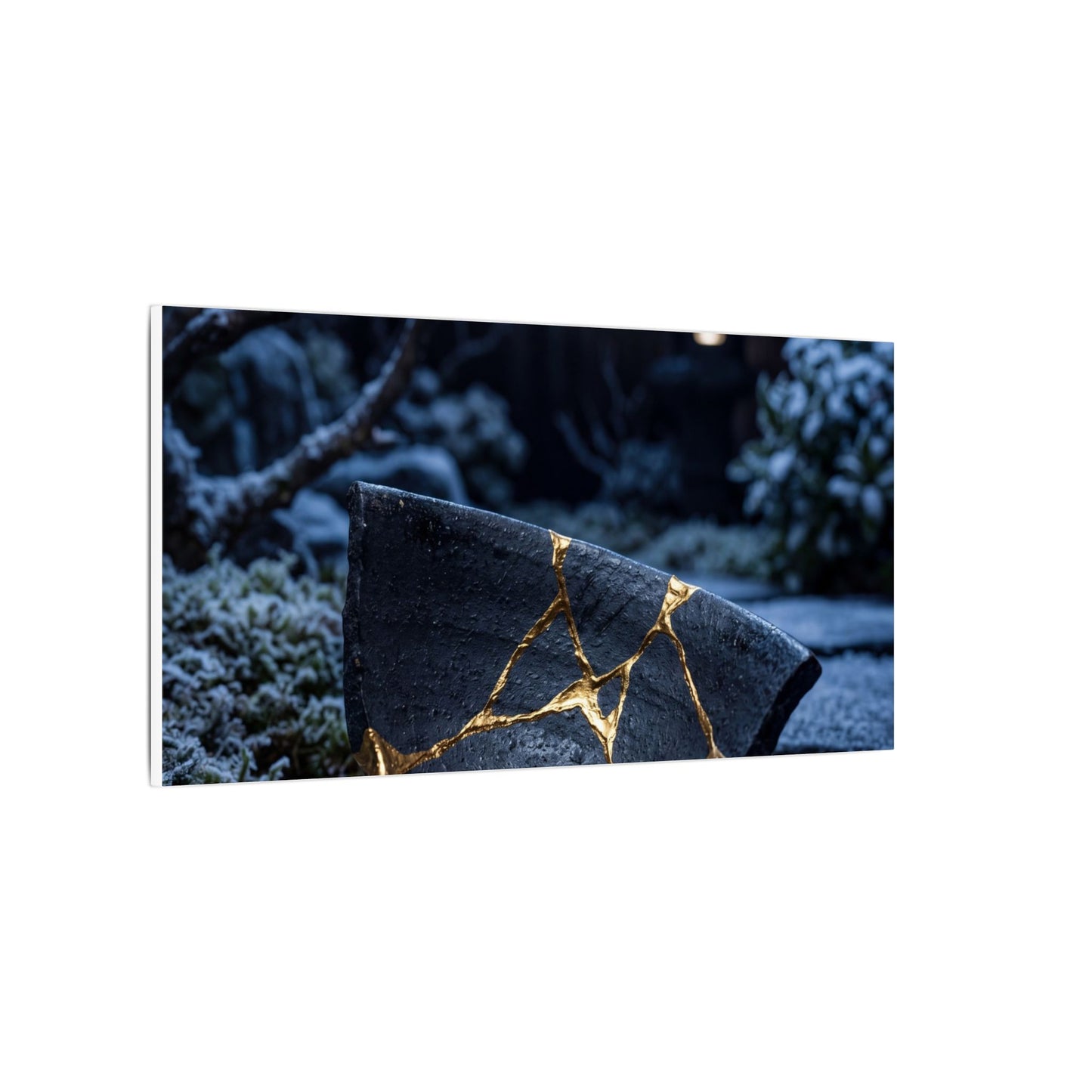 Moonlit Garden Winter Canvas Art | Kintsugi Artful Design
