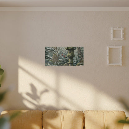Stone Lantern Winter Canvas Art | Japandi Warm Design