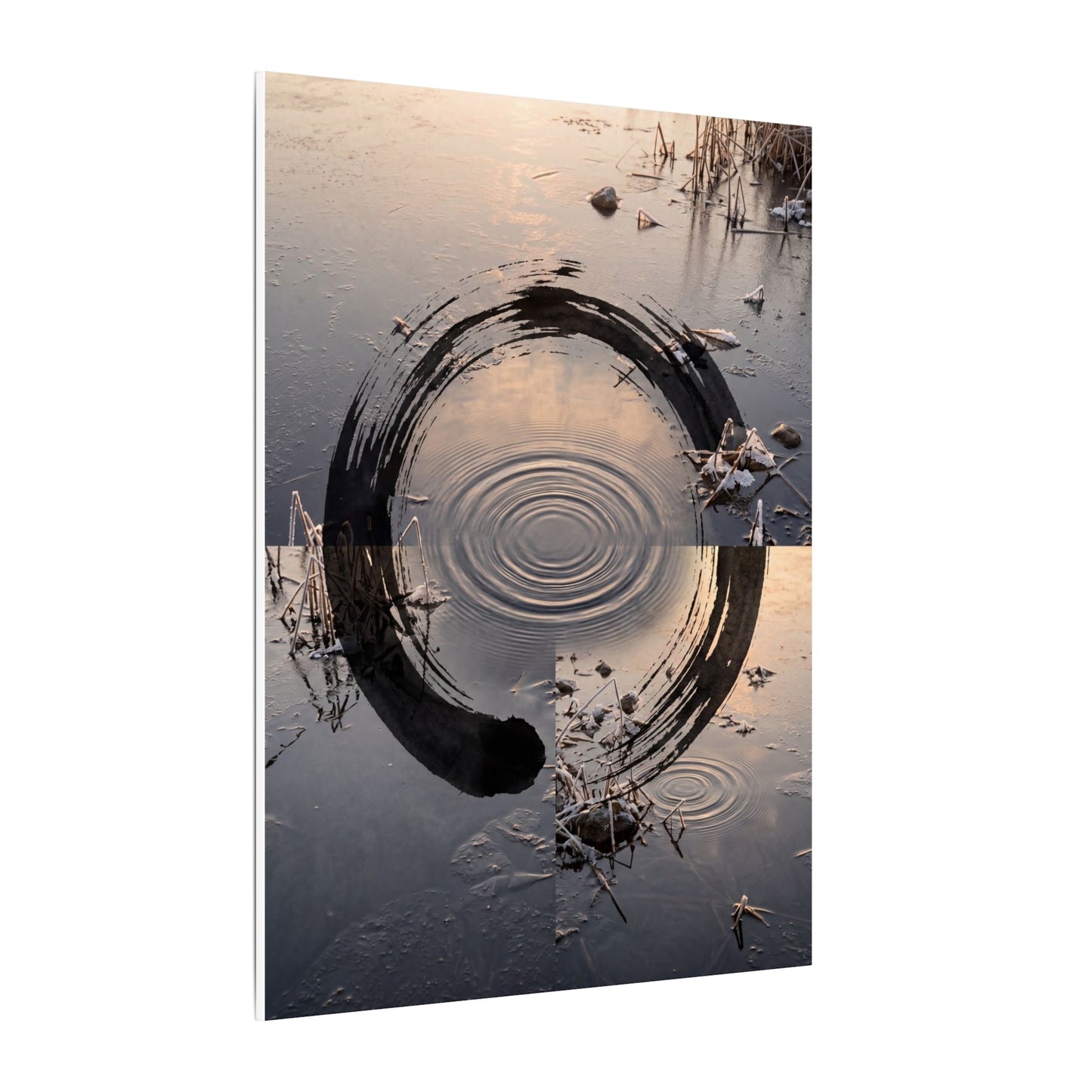 Winter Water Ripple Enso Canvas Art | Tranquil Decor