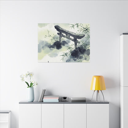 Torii Gate Sumi E Canvas Art | Serene Zen Art
