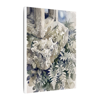 Stone Lantern Watercolor Canvas Art | Elegant Japandi Art