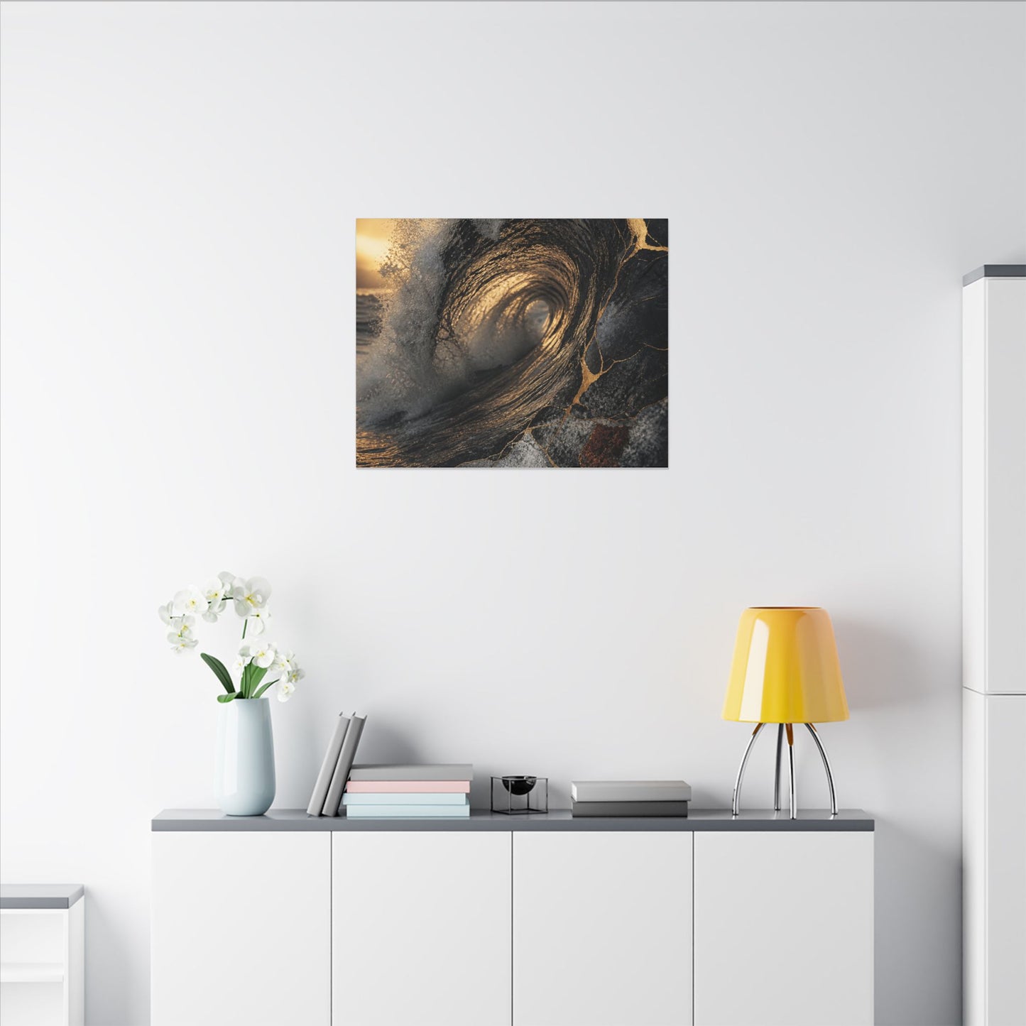 Kanso Ocean Wave Canvas Art - Kintsugi Gold Vein