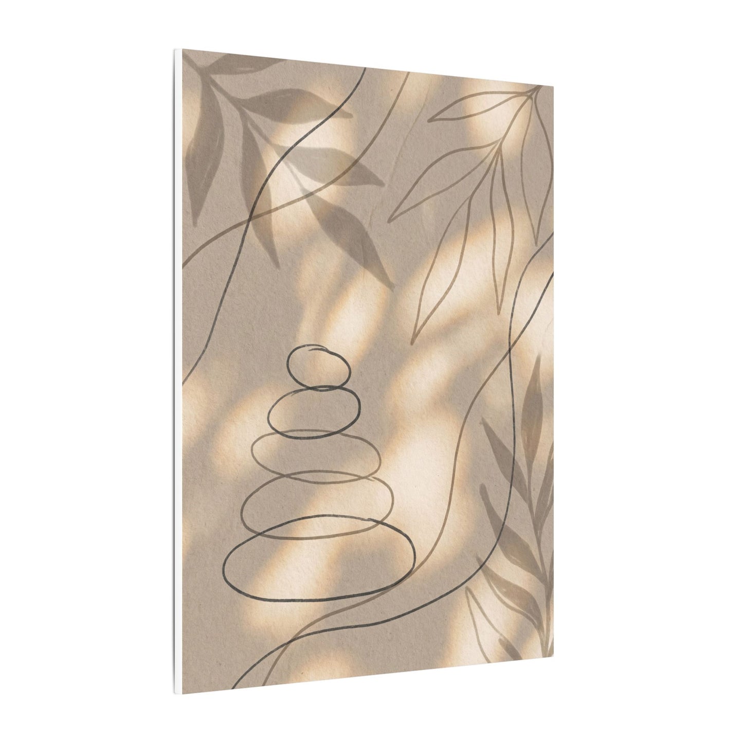River Stones Minimal Line Canvas Art | Earthy Japandi Art