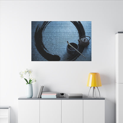 Winter Tea Ceremony Enso Canvas Art | Peaceful Decor