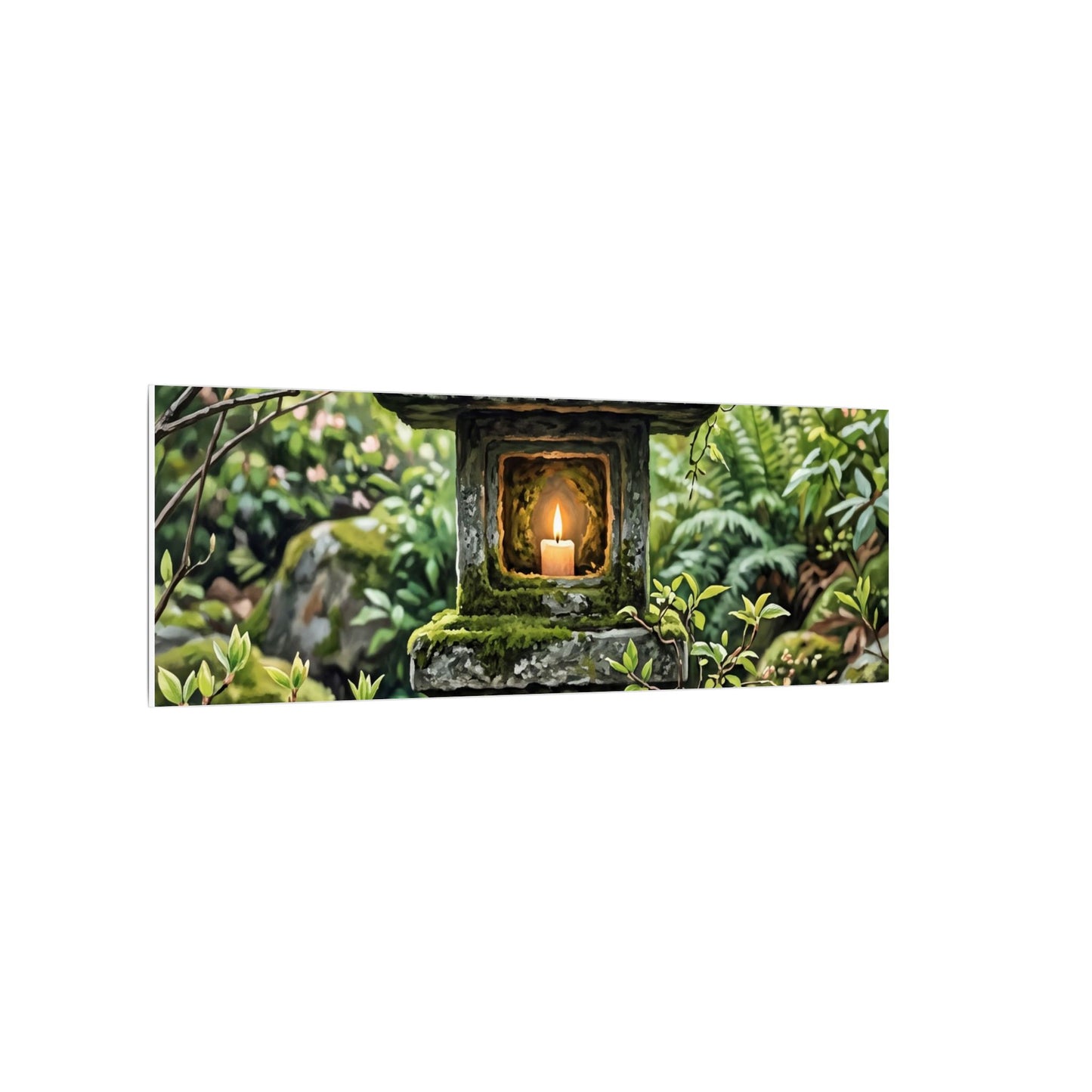 Neutral Stone Lantern Canvas Art - Japanese Pattern Japandi