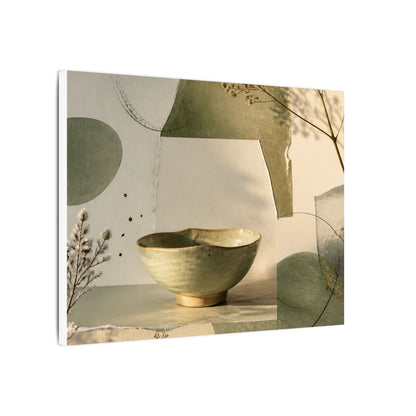 Warm Ceramic Bowl Canvas Art - Minimal Line Japandi