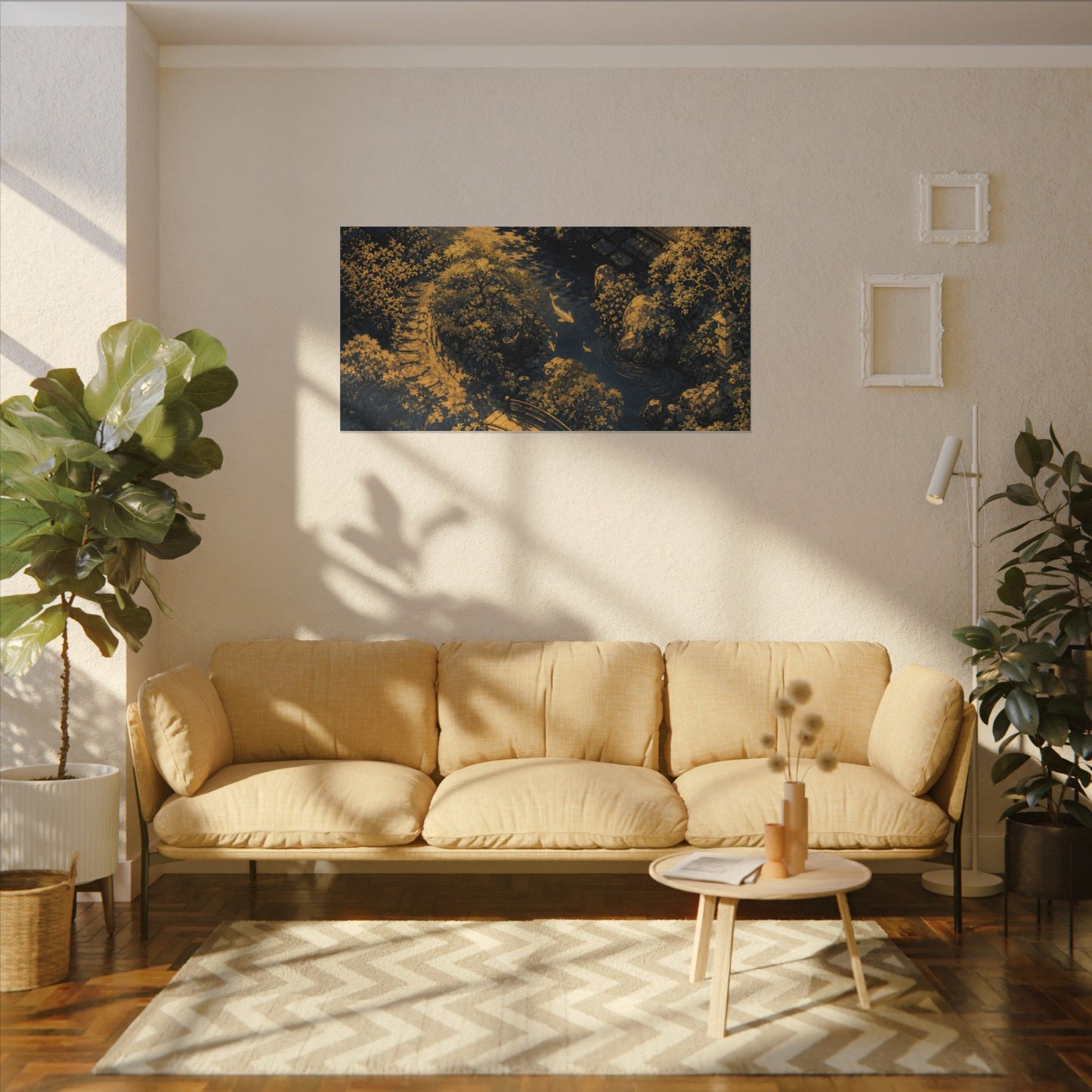 Contemplative Moonlit Garden Canvas Art - Ukiyo E Inspired Zen