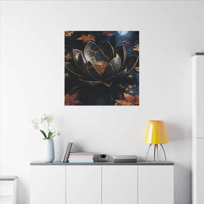 Moonlight Lotus Flower Canvas Art - Kintsugi Fukinsei