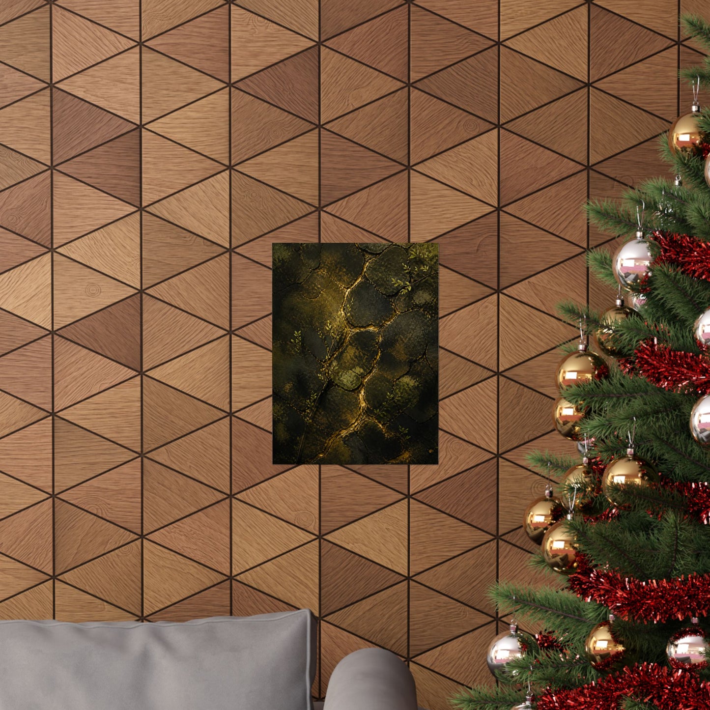 Cracked Earth Dark Texture Wall Art Print | Sophisticated Dark Japandi Art