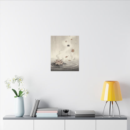 Lotus Flower Canvas Art | Autumn Zen Ukiyo E Inspired Art