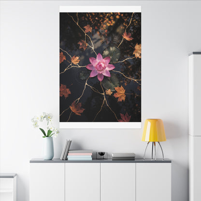 Ma Lotus Flower Canvas Art - Kintsugi Gold Vein