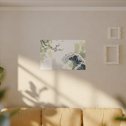 Spring Ocean Wave Ukiyo E Inspired Canvas Art | Serene Decor