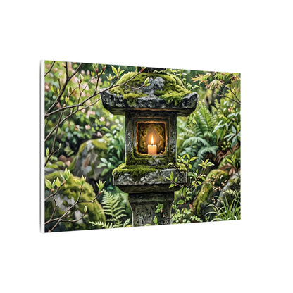 Neutral Stone Lantern Canvas Art - Japanese Pattern Japandi