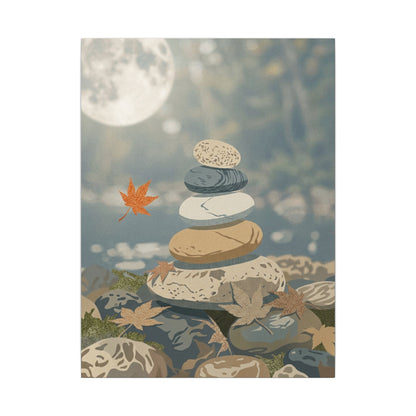 Warm River Stones Canvas Art - Japanese Pattern Japandi