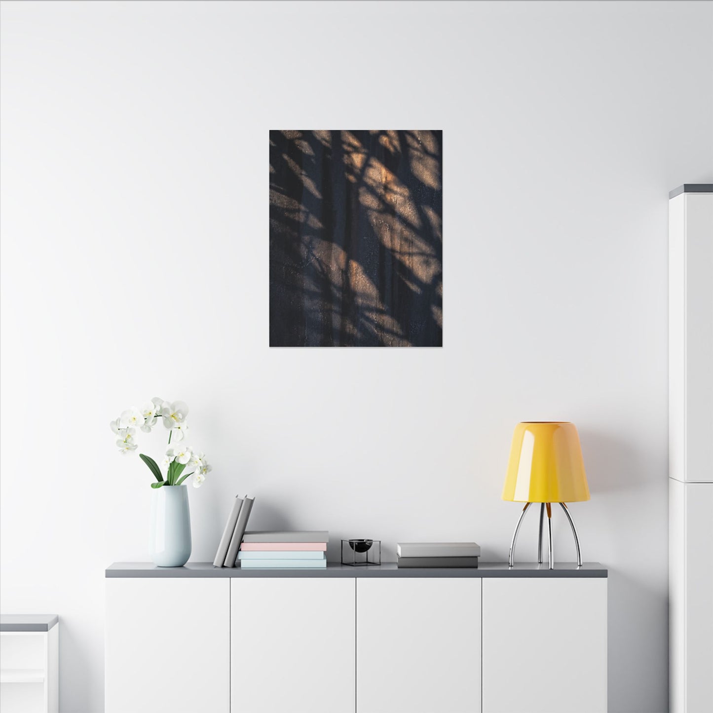 Dark Japandi Shadow Play in Golden Hour | Shadow Zen Canvas Art