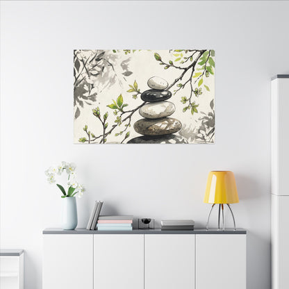 Spring River Stones Japanese Pattern Canvas Art | Elegant Decor