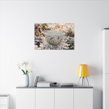 Japandi Ceramic Bowl in Golden Hour | Japanese Pattern Canvas Art