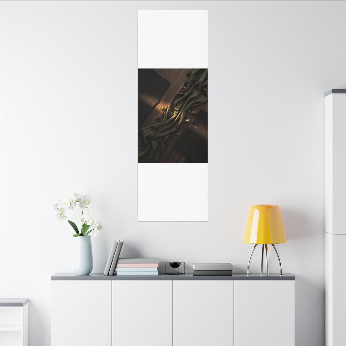 Silk Drape Canvas Art | Spring Dark Japandi Dark Texture Art