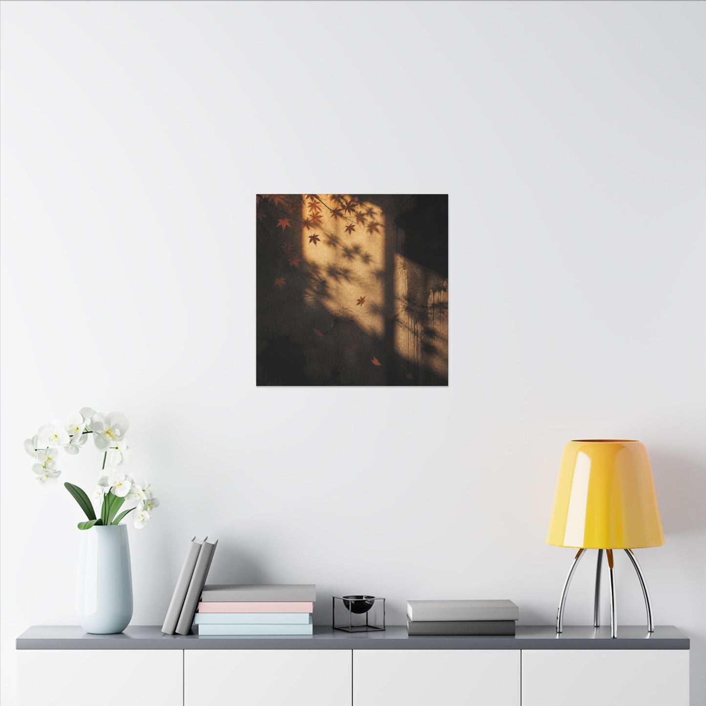 Shadow Play Canvas Art | Autumn Dark Japandi Charcoal Ink Art