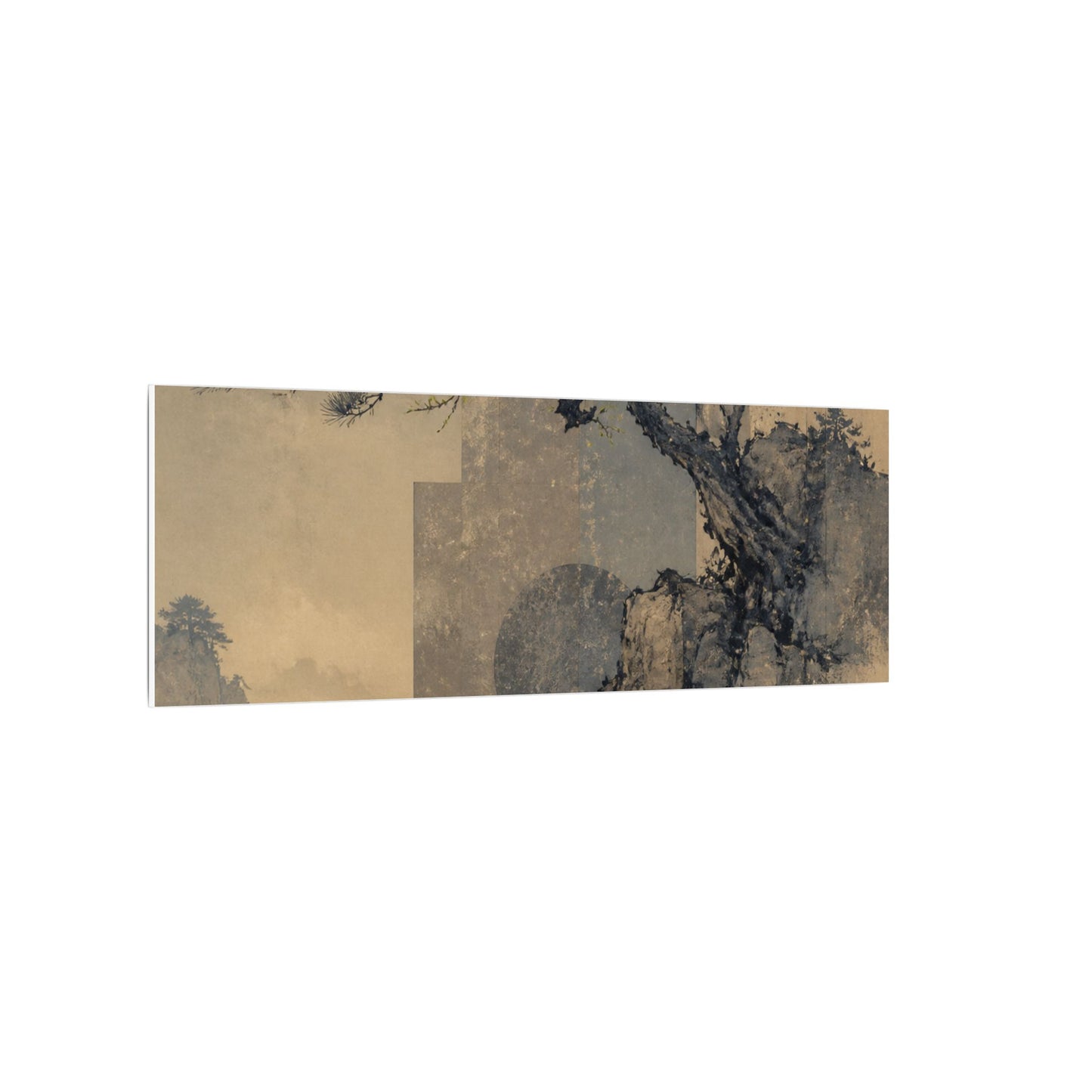 Japandi Pine Tree in Moonlight | Japanese Pattern Canvas Art