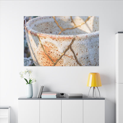 Resilient Ceramic Bowl Canvas Art - Gold Vein Kintsugi