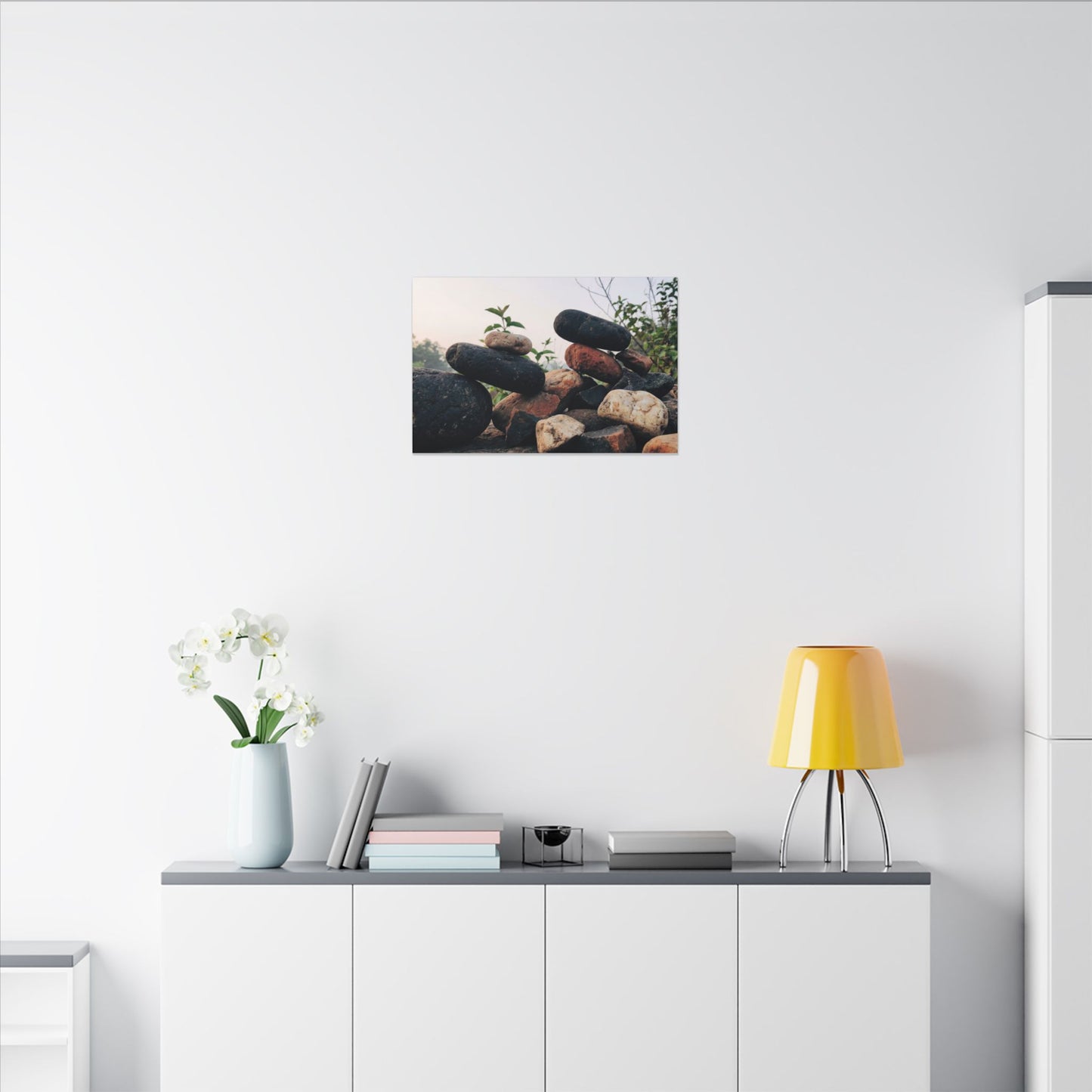 River Stones Canvas Art | Spring Kintsugi Broken Beauty Art
