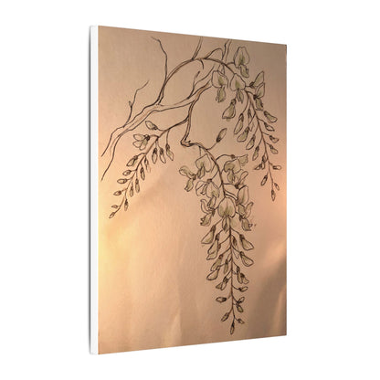 Japandi Wisteria in Candlelight | Minimal Line Canvas Art