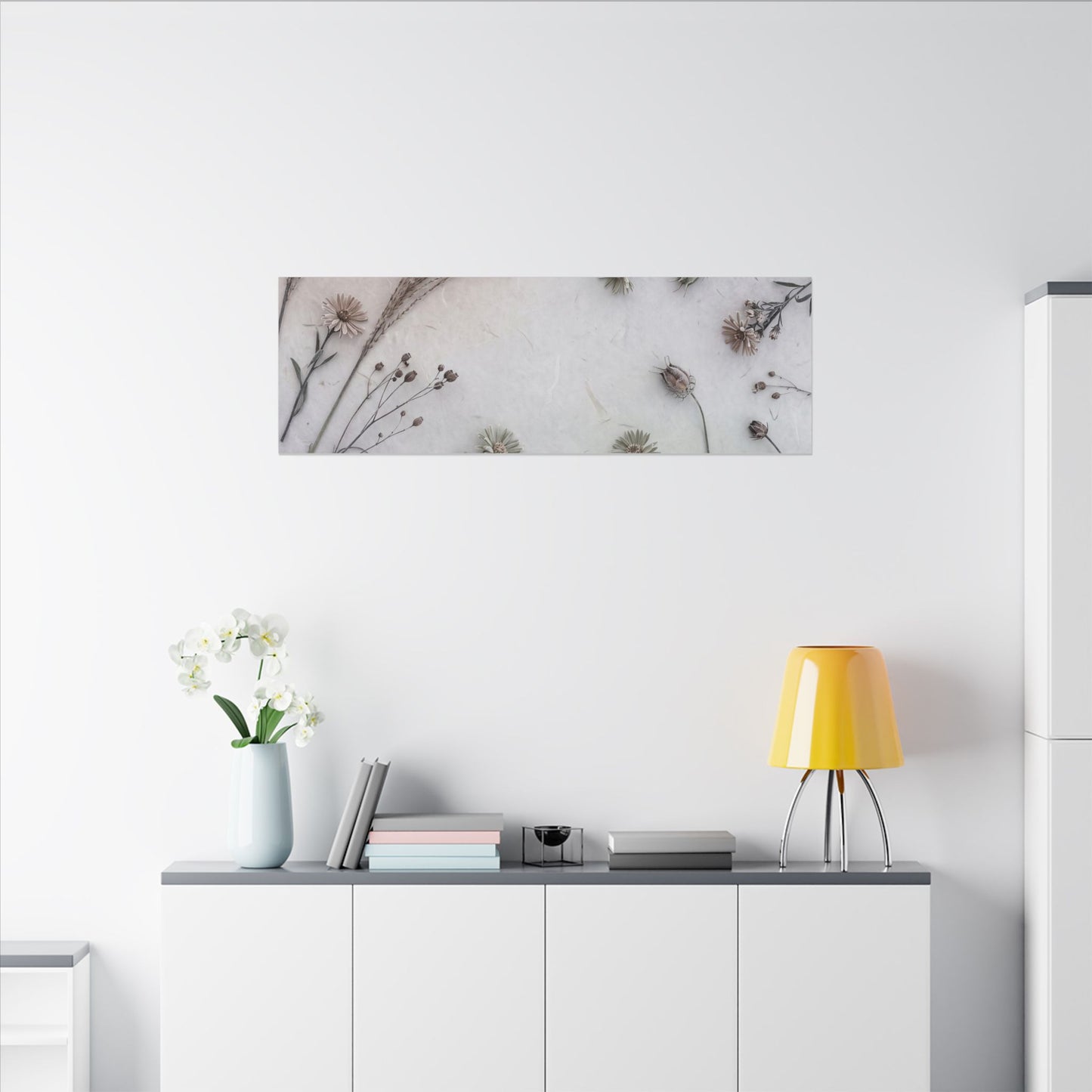 Dried Flowers Japanese Pattern Canvas Art | Elegant Japandi Art